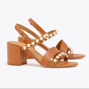 TORY BURCH Emmy Calf Leather Pearl Sandals